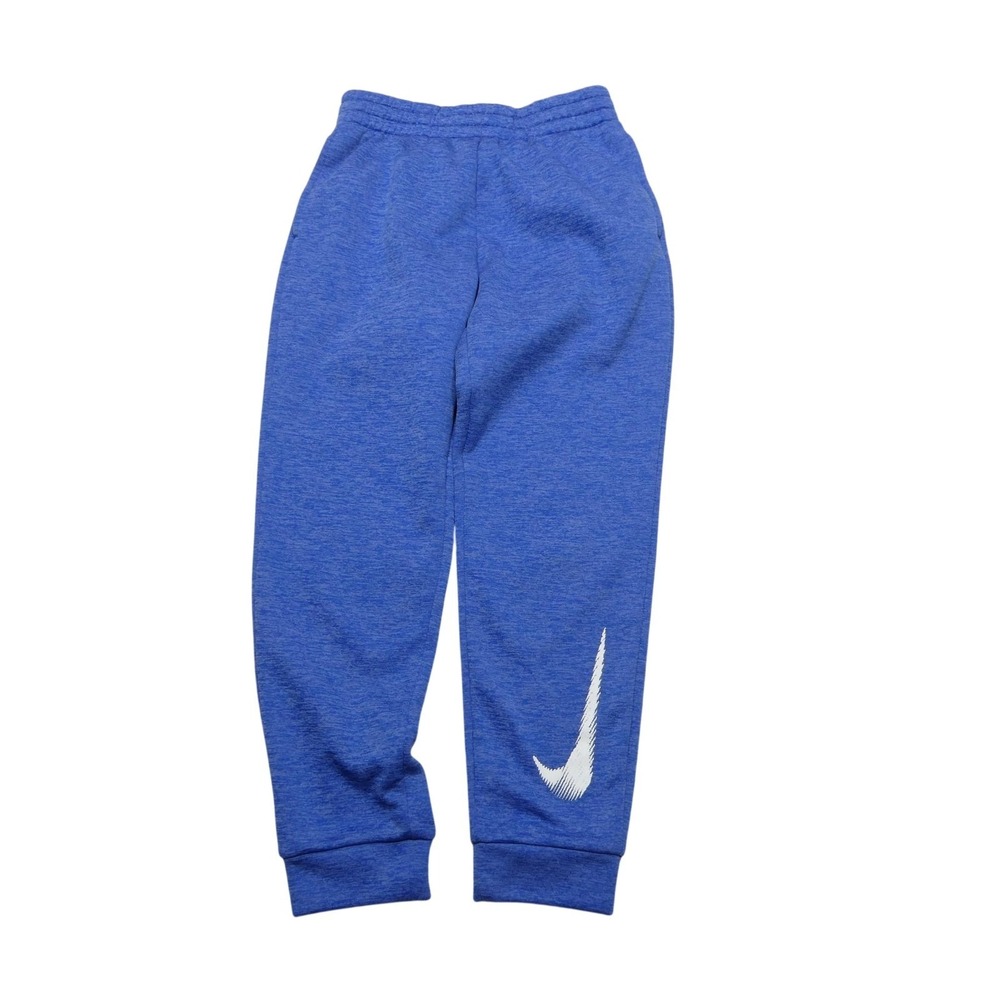 Nike Therma-FIT Jogger Pants Boys Large Blue Fleece Cuffed Swoosh Sweatpants